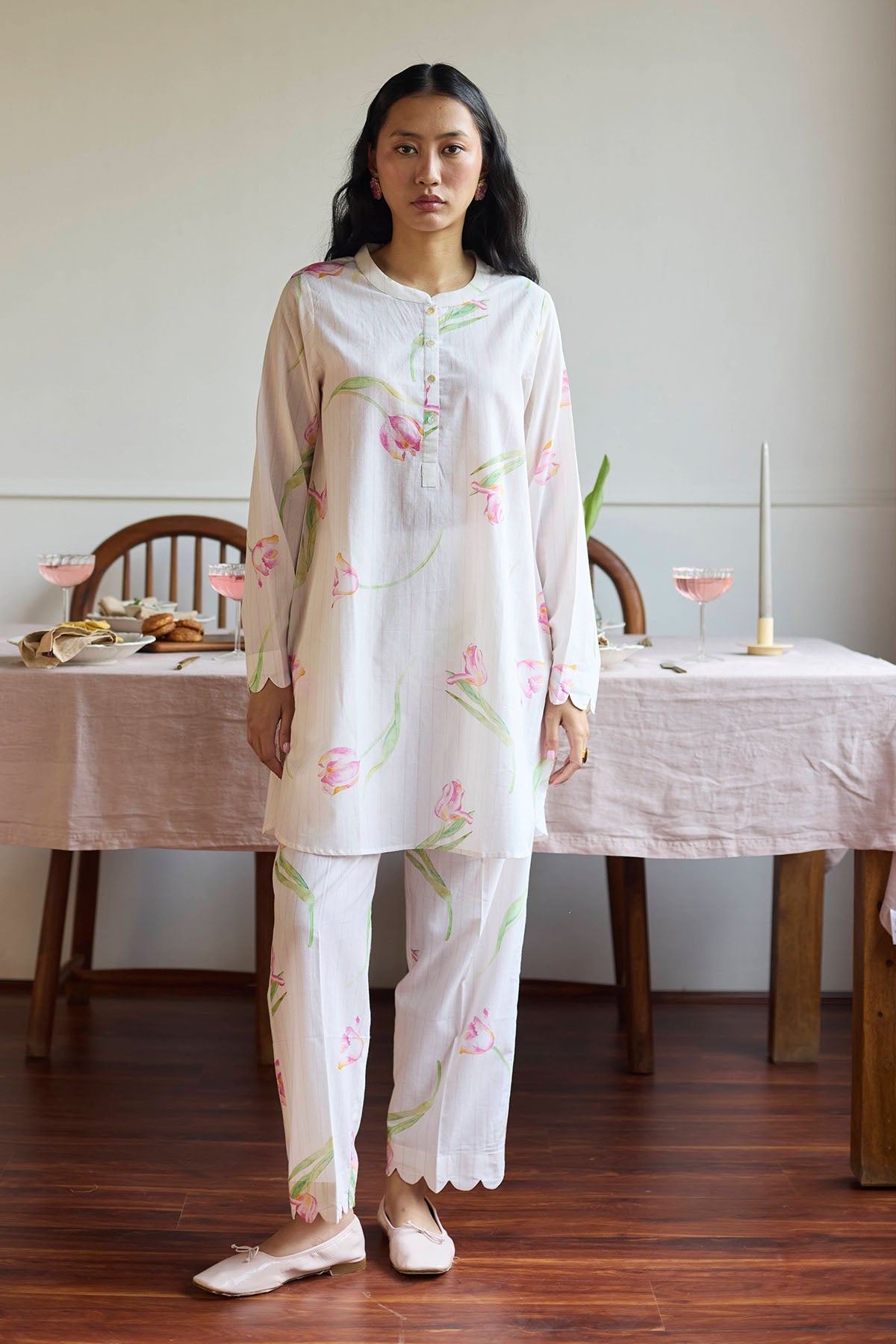 Buy Ivory Tulip Printed Co-ord Set by Juanita by Shubhda for women online at ScrollnShops